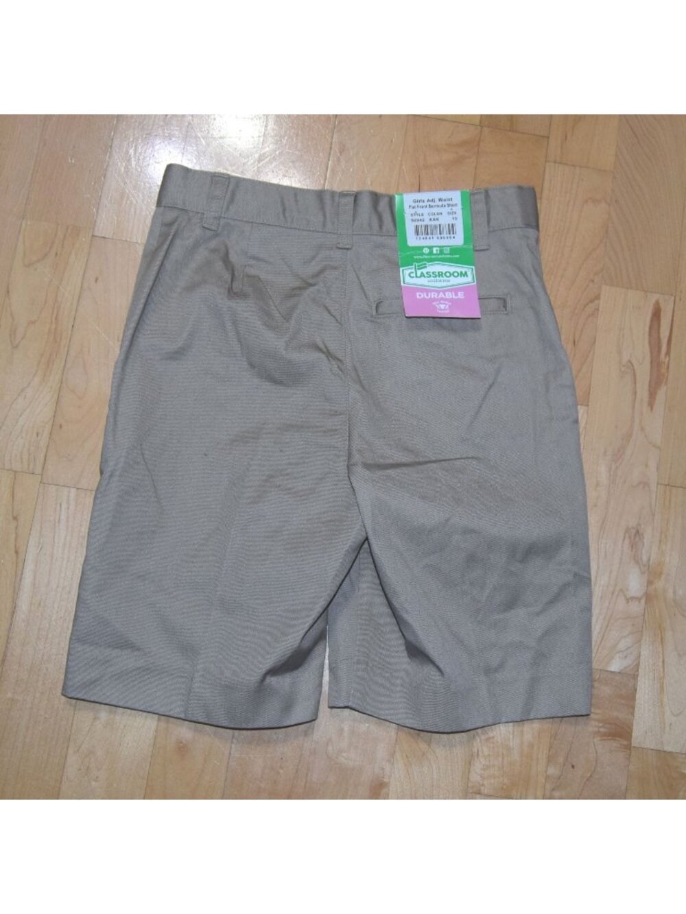 Classroom Uniforms School Girls Sz 10 Bermuda Shorts Khaki Adj Waist Flat !
